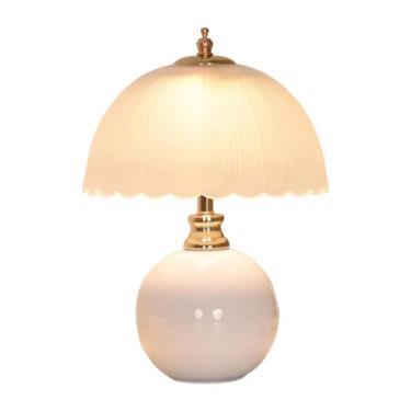 Imagem de Baoblaze Luminária de cabeceira em forma de cogumelo, linda luminária nórdica para presente de meninas, luz de cabeceira para quarto, luminárias de mesa de, Branco