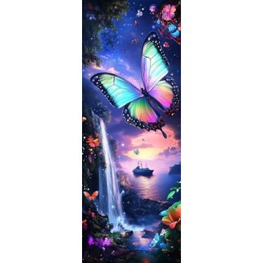 Imagem de Zariocy Kits de arte de diamante grande 5D para adultos borboleta, pintura de diamante DIY arte de paisagem redonda broca completa diamante bordado pinturas artísticas artesanato para decoração de