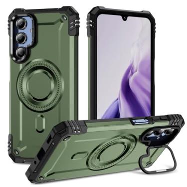 Imagem de Kainevy Capa de celular para Samsung Galaxy A16 5G e 4G magnética com suporte de metal, capa resistente à prova de choque de grau militar de silicone híbrido para homens e meninos (verde militar)