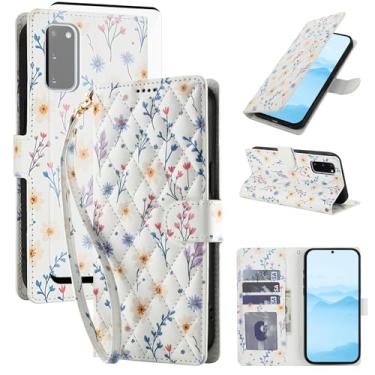 Imagem de Asuwish Capa de celular para Samsung Galaxy S20 5G 15.7 cm carteira celular com protetor de tela de vidro temperado porta-cartão de flor suporte TPU S 20 20S UW S2O G5 mulheres homens uma flor