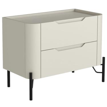 Imagem de Mesa De Cabeceira Orgânica 2 Gavetas Pés Industrial Preto Bliss I03 Luna - Lyam Decor