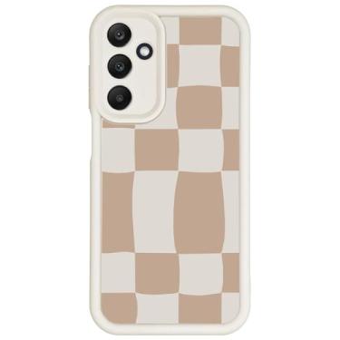 Imagem de LALPOPO Capa projetada para Samsung Galaxy A16 com design estético retrô clássico xadrez padrão feminino meninas macio TPU câmera lente protetora capa de telefone para Samsung Galaxy A16, cáqui
