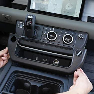 Imagem de CHEYA Moldura de botão de controle central de ar condicionado ABS para Land Rover Defender 110 2020 acessórios de carro (grão de madeira de carvalho)