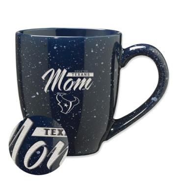 Imagem de Rico Industries NFL Futebol Houston Texans Mom Navy 473 ml Caneca de café de cerâmica salpicada gravada a laser