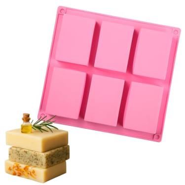 Imagem de Molde de Silicone Sabonete Artesanal Retangular Lisa com 6 cavidades Forma de 100g Doces Resina