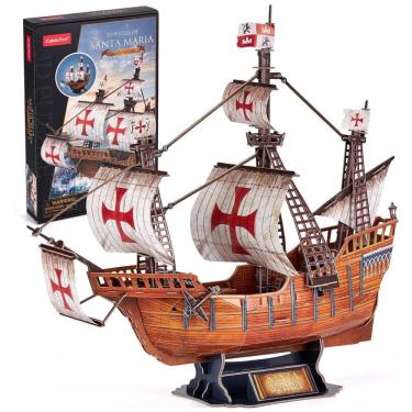 Imagem de Quebra Cabeças 3D para Adultos, Tema Navio Espanhol Santa Maria com 204 Peças, CubicFun