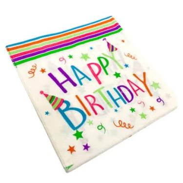 Imagem de Guardanapo de Papel Happy Birthday Colorido 33x33cm Folha Dupla 20 Uni