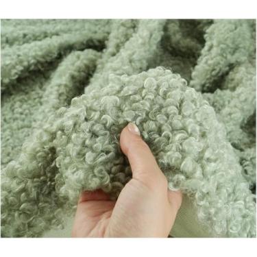 Imagem de ININOSNP 160 x 50 cm de largura, tecido macio de pele de carneiro sintética de alta densidade para costura, brinquedos, almofadas, roupas, artesanato DIY (verde)