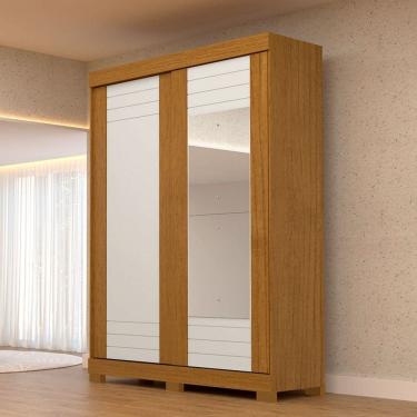 Imagem de Guarda-Roupa Solteiro Ayla 2 Portas 2 Gavetas com Espelho 100% Mdf Flex Cinamomo/Off White - Acp Móveis