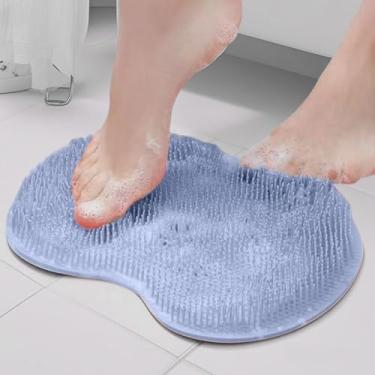Imagem de Tapete esfoliante para pés de chuveiro com ventosas de silicone, limpador de pés, escova que não dobra para banheiro, chão, spa, massagem, almofada de cuidados com os pés para adultos uso doméstico