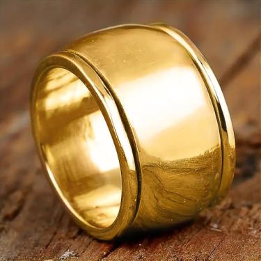 Imagem de Anel de dedo largo moda simples feminino/masculino festa diária todos combinam com acessórios de tendência estilo metálico joias, 11, Metal, Sem pedra preciosa