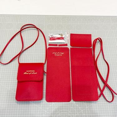Imagem de Bolsa de telefone faça você mesmo, bolsa transversal pequena para celular para mulheres, bolsa carteira para celular com kit de costura presente personalizado, Vermelho, Simplicidade