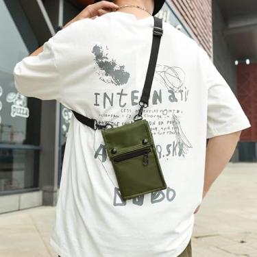 Imagem de Bolsa transversal de nylon resistente à água – Bolsa de ombro multiuso com alça ajustável e vários bolsos, Verde