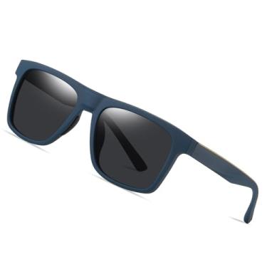 Imagem de Óculos de sol masculinos polarizados grandes óculos de sol quadrados modernos óculos de sol esportivos óculos de condução pesca golfe SY6108, Armação azul | Lente preta, Normal