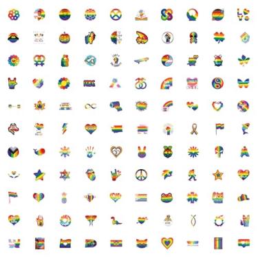 Imagem de 110 adesivos de orgulho arco-íris - adesivos de tatuagem de bandeira de arco-íris para desfiles e celebrações da igualdade de orgulho