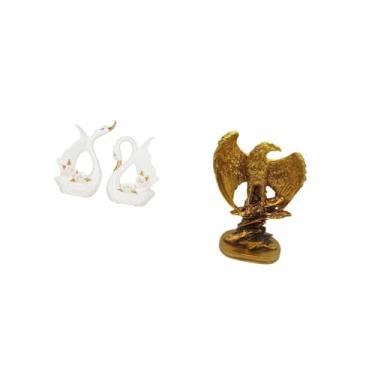 Imagem de Fenteer Escultura Elegante de Cisne E Animal em Cerâmica, Ornamento de Mesa para Estante, Armário, Casa, Escritório, Sala de Jantar, Decoração de Festa, Prese