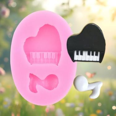 Imagem de Music Note Molde de fondant moldes de silicone de piano para decoração de bolos topo de cupcake chocolate doce polímero argila pasta de goma