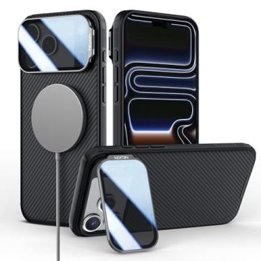 Imagem de Nillkin Capa Magsafe para iPhone 17 Pro, compatível com MagSafe, proteção completa atualizada da câmera, proteção à prova de choque, suporte ajustável, capa para iPhone 17 Pro com suporte de 6,3