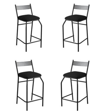 Imagem de Kit 4 Banquetas Gourmet Para Bancada Ou Cozinha Ibiza Preto