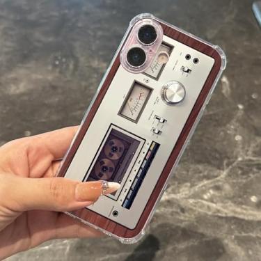 Imagem de Compatível com iPhone 17 Pro Max /16/15/14/13/12 capa de fita cassete retrô, capa protetora fina de TPU (fita cassete retrô, para iPhone 17 Pro)
