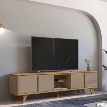 Imagem de Rack para TV até 60 Polegadas 4 Portas com Pés de Madeira Roma Casa D,