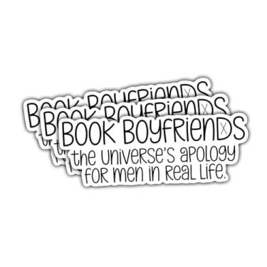 Imagem de Adesivos de vinil (3 peças - 7,6 cm) Book Boyfriends The Universe's Apology for Men in Real Life, decalques de vinil divertidos para leitores, membros do clube do livro, bibliotecários, estudantes