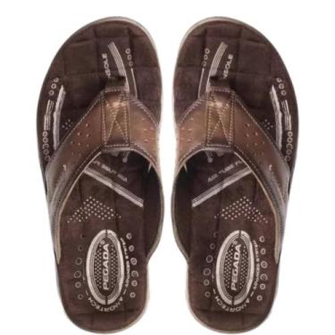 Imagem de Chinelo Masculino Pegada de Dedo Pinhão Marrom Couro Armortech, 39