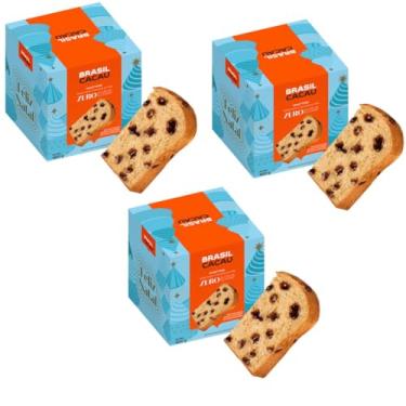 Imagem de Panetone Zero Açúcar Gotas de Chocolate 400g Kit 3 Unidades Brasil Cacau