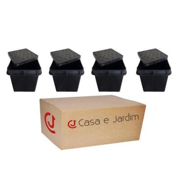 Imagem de Kit 4 Caixa Com Tampa Para Aterramento Inspeção 25Cm Reforçada - Casa 