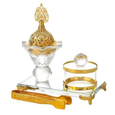 Imagem de Queimador de incenso em espiral – Suporte para queimador de incenso em espiral do Oriente Médio com pinça, ornamento de aromaterapia de mesa, decoração zen para centro de mesa, meditação, ioga, spa