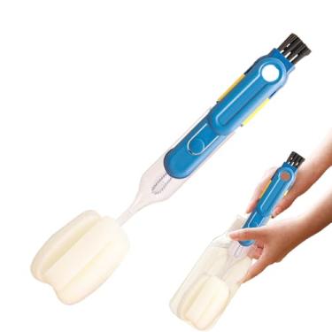 Imagem de Escova de limpeza de tampa de copo – esfregão de lavagem de garrafa de água | Escova de tampa resistente a esfregão 5 em 1 multiângulo com aderência antiderrapante para copo, garrafa