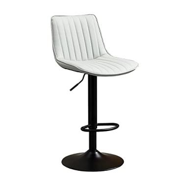 Imagem de Banquetas de bar ajustáveis para café da manhã alto com costas modernas de couro sintético acolchoado banco de bar giratório de metal para ilha de balcão