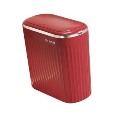 Imagem de Baoblaze Lixeira de banheiro com tampa, lixeira compacta, portátil com tampa de pressão, para escritório, Vermelho