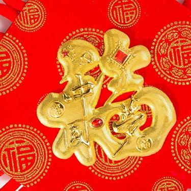 Imagem de Generic Personagem FU Nó Chinês Longevidade Felicidade Bênção Porta Decoração de Suspensão de Parede Material Ecológico para Celebrações Festivas Pingente de Peixe de Pano Vermelho (#1)