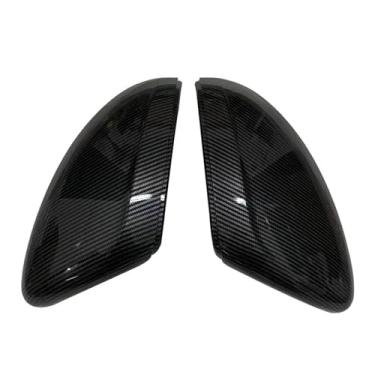 Imagem de 2 peças compatíveis com Peugeot 208/2008 2012-2018 capa de espelho retrovisor de porta lateral guarnições acessórios de carro substituição do lado esquerdo + direito (preto)
