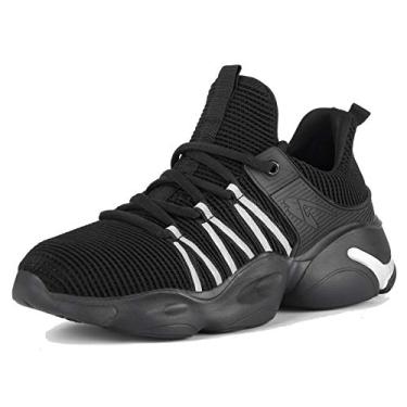 Imagem de U-lite Sapato de aço indestrutível para homens e mulheres, tênis de trabalho de segurança leve e respirável para construção industrial, Preto, 11.5 Women/10 Men