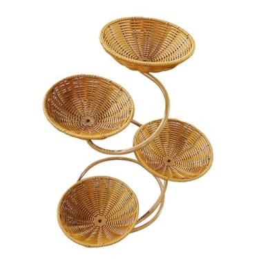 Imagem de YWJLQH Cesto para servir alimentos, cesto de armazenamento, recipiente portátil, prato para sobremesas para cozinha doméstica, versátil porta-pão, bandeja