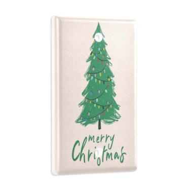 Imagem de Blueangle Placa de parede decorativa em branco, tamanho padrão, luzes coloridas de 1 gangue, capa para interruptor de árvore de Natal para quarto de escritório em casa, 4,53 x 2,76 polegadas (18)