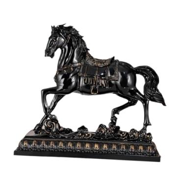Imagem de KiBcsLic Estátua de Cavalo para Mesa, Ornamento Original, Lembrancinha, Decoração para Casa, Escultura em Resina para Escritório, Sala de Estar, Prateleira, Preto, L