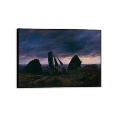 Imagem de Barco de pesca pelo Mar Báltico por Caspar David Friedrich Impressões em tela Well Decor The World Classic Art Reproduções de arte grande giclée arte de parede para sala de estar decoração de casa 70