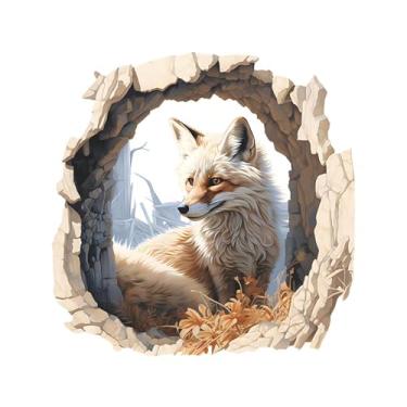 Imagem de MaiKeAYang Decalques de parede 3D murais removíveis vinil paredes decorações raposa na sala de estar quartos de bebê quarto banheiro casa parede decoração DIY