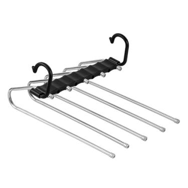 Imagem de Cabides de Aço Inoxidável para Uso Intenso Multifuncionais com 5 Camadas Economizar Espaço Roupas Calças Vestidos Saias