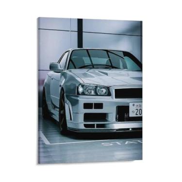 Imagem de HouLaiZhe Porão Estático Jdm Carro R34 Cartazes Tela Estética Decoração de Quarto Pintura de Parede Impressões Sala de Galeria Decoração de Parede para Quarto Sala de Estar Escritório 08 x 10
