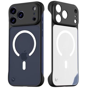 Imagem de Norllben Capa fina magnética para iPhone 17 Pro Max, compatível com MagSafe, transparente, fosca, ultrafina, sem moldura, design sem bordas (17.5 cm 17 Promax OriginFit), preta