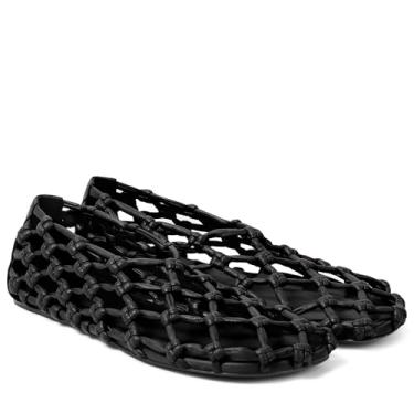 Imagem de Oakmoo Sapatilhas femininas de balé de malha preta vazada para praia, sapatilhas, confortáveis, casuais, sem cadarço, Mary Jane, Preto, 36 BR