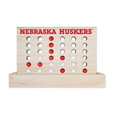 Imagem de Rico Industries Jogo de tabuleiro NCAA Nebraska Cornhuskers 10,16 cm em uma fileira de madeira 10,16 cm uma fileira de jogo de tabuleiro 4 jogos de viagem para crianças e adultos