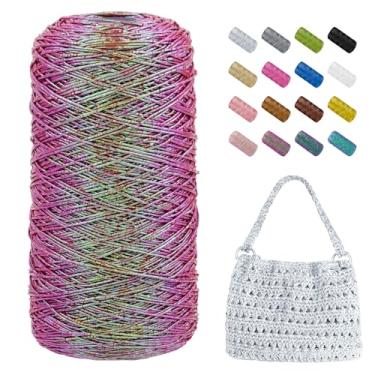 Imagem de JeogYong Cordão de macramê metálico de 1 mm x 525 metros, fio de glitter para sacos de crochê, fio de macramê brilhante para pingentes de crochê, decoração de casa, artesanato DIY