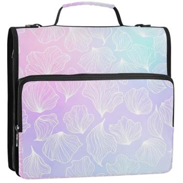 Imagem de 3 fichários de 3 anéis, escamas brancas de sereia, gradiente, pastel, com zíper, bolsa escolar com alça de ombro, portfólio de documentos e estojo para pasta de anel, 34,5 x 31,5 x 9 cm