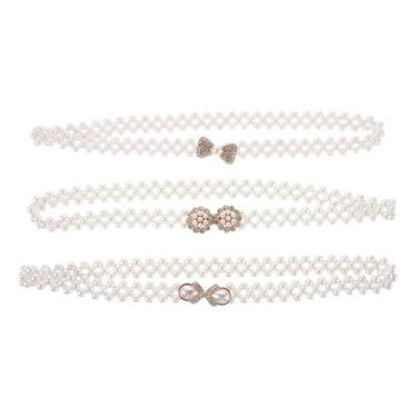 Imagem de 3 correntes de cintura de pérola para mulheres, estilo vintage, joia corporal, fivela de cintura e decoração de bolsa, adequado para vestidos, jeans e saias