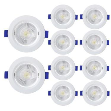 Imagem de Kit 10 Spot Led Embutir Slim Par20 Redondo 8W Bivolt 3000K - Blumenau 